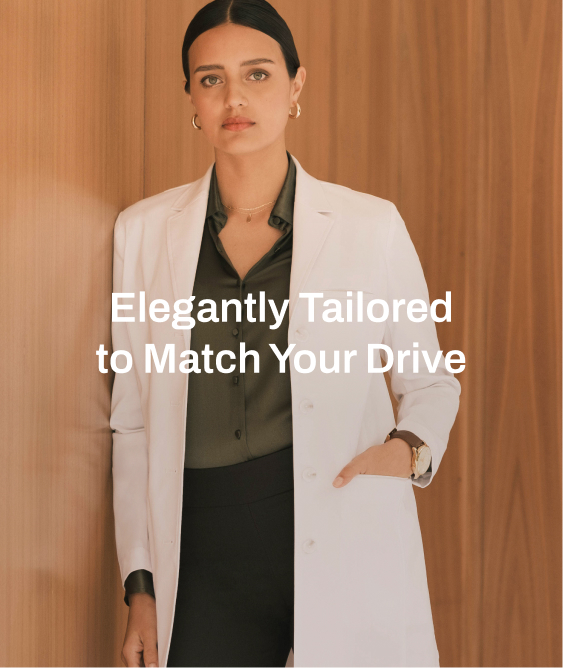 medelita women's lab coats, elegantly tailored to match your drive.