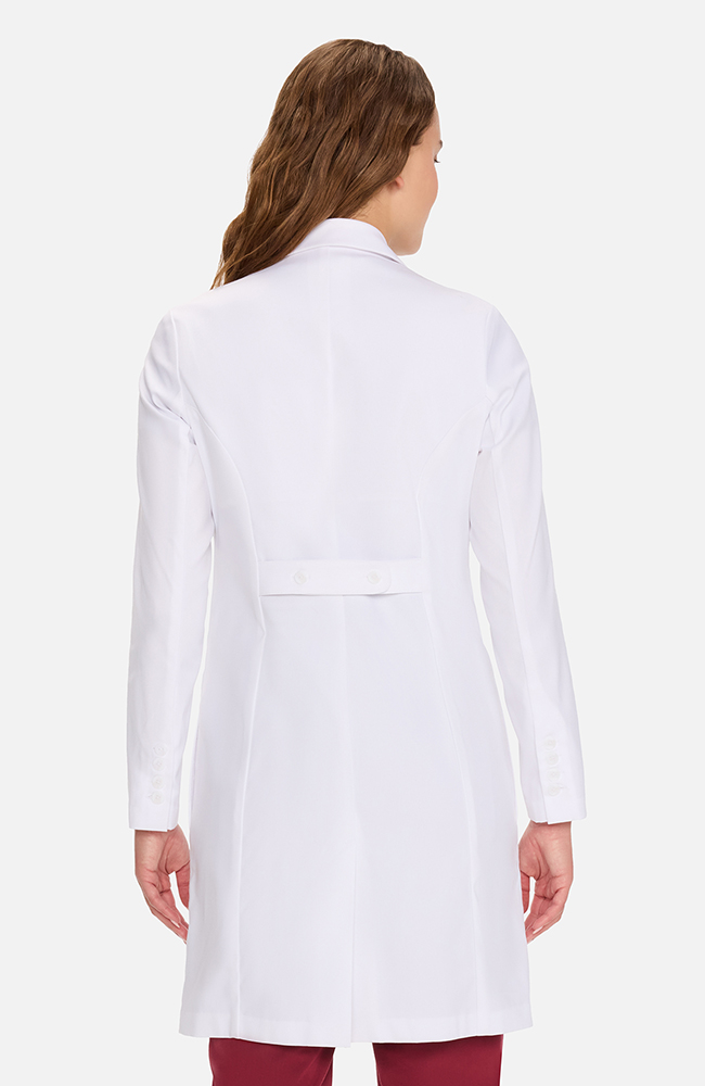 Medelita Women's Zip Front Over The Knee Lab Coat 36", WHT White, large