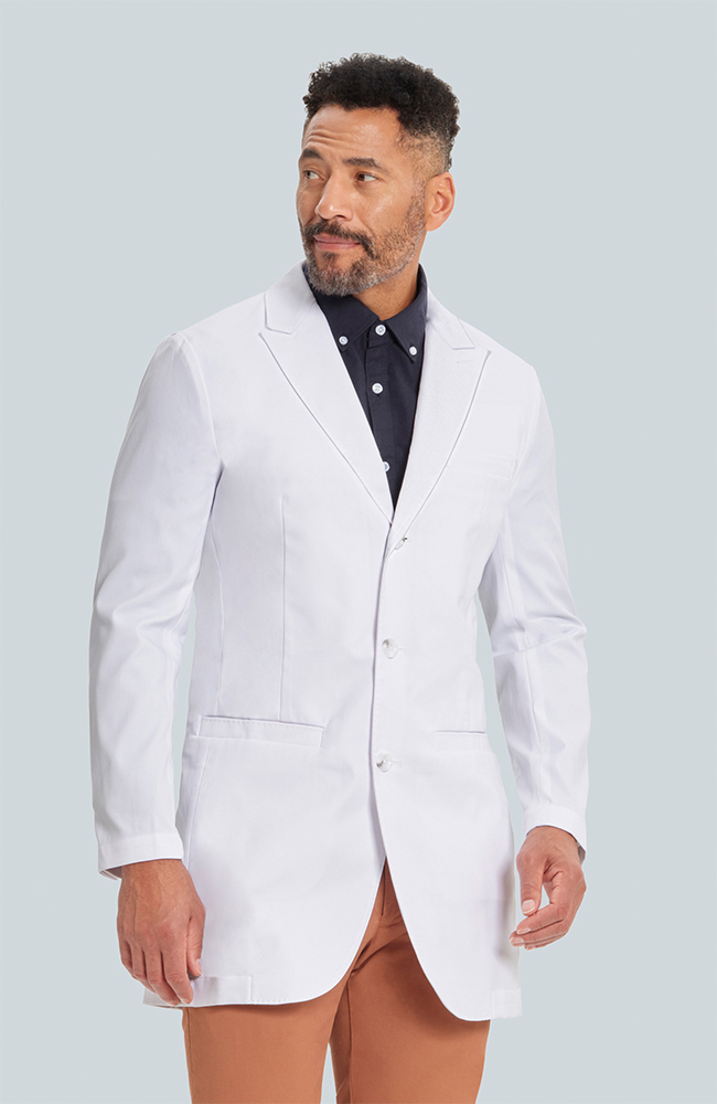 Men's Bernard Slim Fit 34¾" Lab Coat, WHT White, large