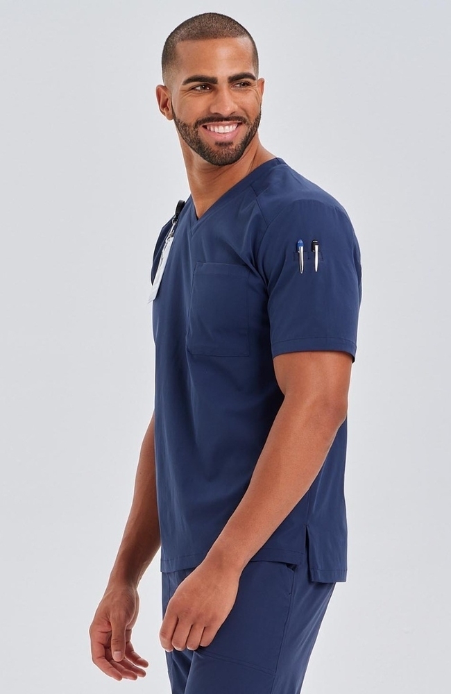 Men's Apex V-Neck Solid Scrub Top, , large