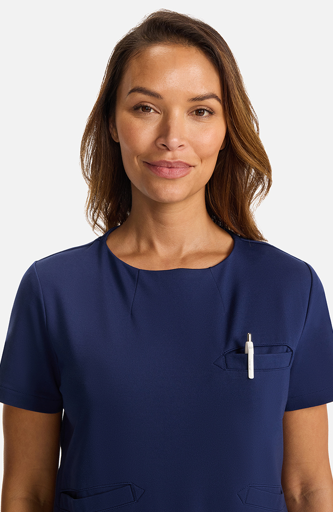 Women's Ponte Round Neck Scrub Top, , large