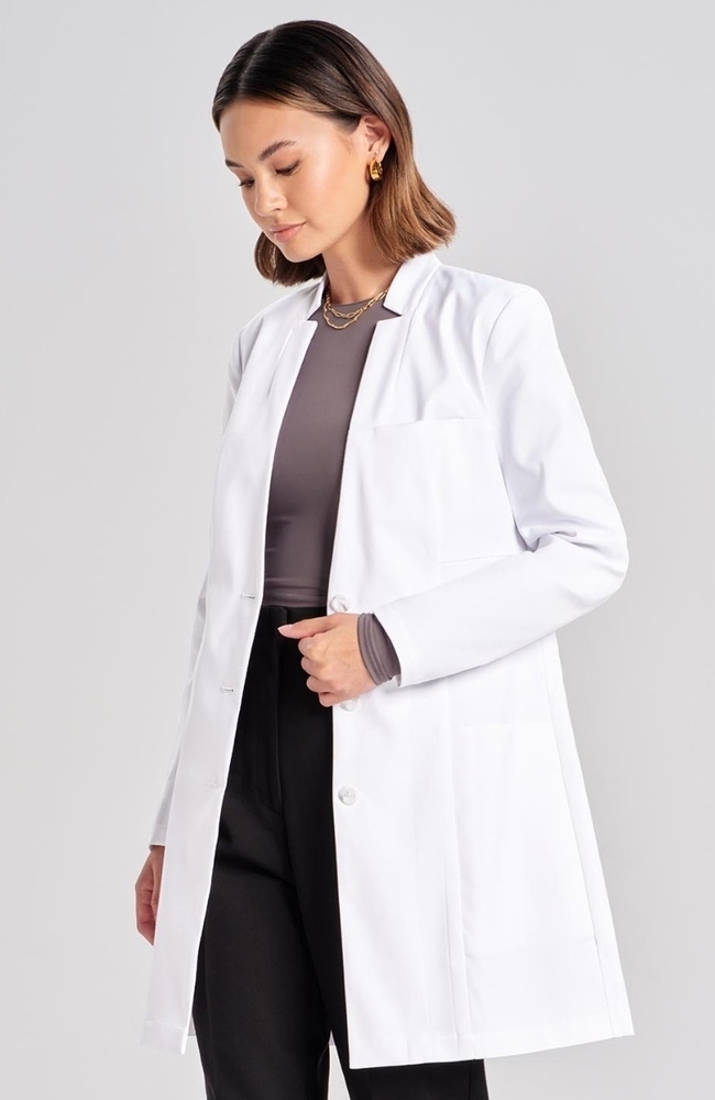 Women's Anandi Slim Fit 4-Pocket 34 3/4" Lab Coat, WHT White, large