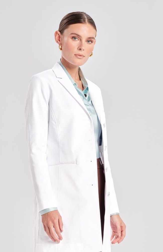 Women's Rebecca Slim Fit 5-Pocket 33 1/4" Lab Coat, WHT White, large