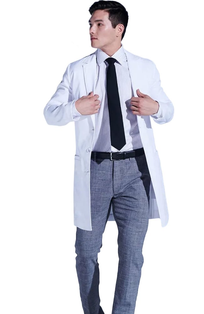 Men's H. W. Cushing Slim Fit 4-Pocket 36½" Lab Coat, WHT White, large